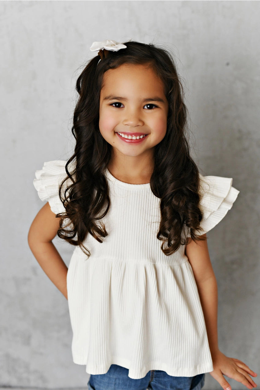 White Double Ruffle Sleeve