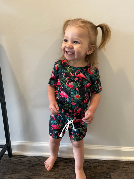 Flamingo Ribbed Set