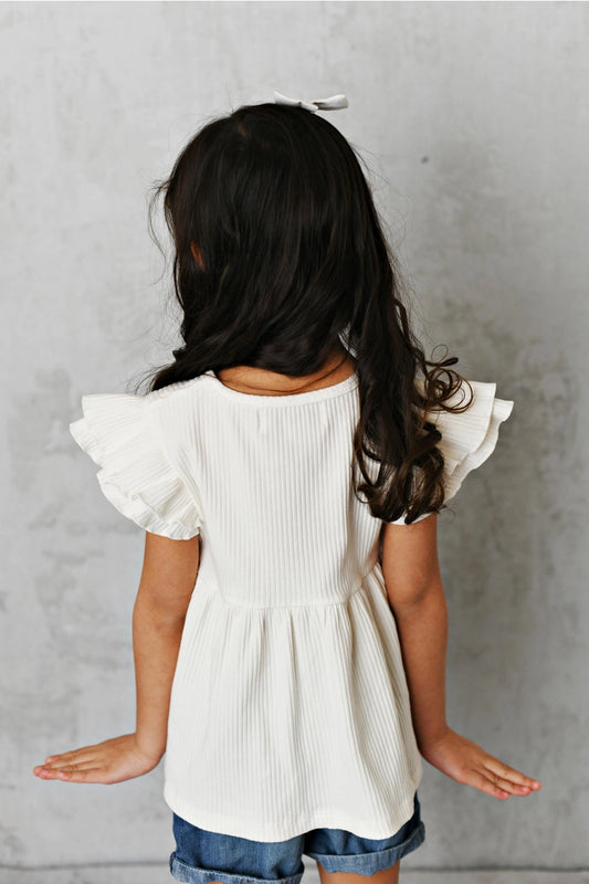White Double Ruffle Sleeve